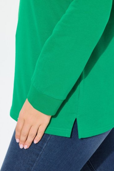 Ulla Popken HELLO Classic Fit Stand-Up Collar Sweatshirt Emerald Green - Hoodies & Sweatshirts - Kuschelige Sweatshirts & Strick
