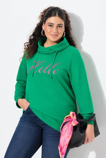 Ulla Popken HELLO Classic Fit Stand-Up Collar Sweatshirt Emerald Green - Hoodies & Sweatshirts - Kuschelige Sweatshirts & Strick