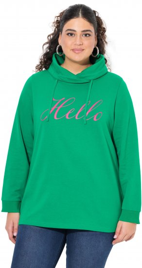 Ulla Popken HELLO Classic Fit Stand-Up Collar Sweatshirt Emerald Green - Hoodies & Sweatshirts - Kuschelige Sweatshirts & Strick