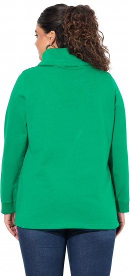 Ulla Popken HELLO Classic Fit Stand-Up Collar Sweatshirt Emerald Green - Hoodies & Sweatshirts - Kuschelige Sweatshirts & Strick