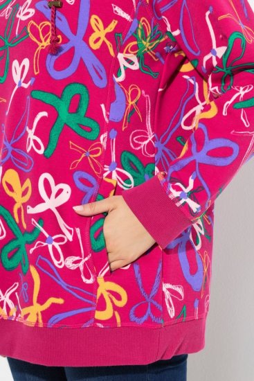 Ulla Popken Ribbon Print Turtleneck Sweatshirt Cherry Red - Hoodies & Sweatshirts - Kuschelige Sweatshirts & Strick