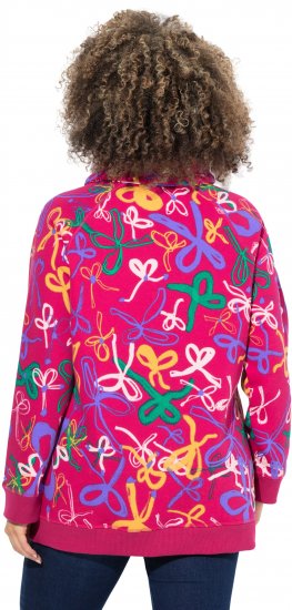 Ulla Popken Ribbon Print Turtleneck Sweatshirt Cherry Red - Hoodies & Sweatshirts - Kuschelige Sweatshirts & Strick