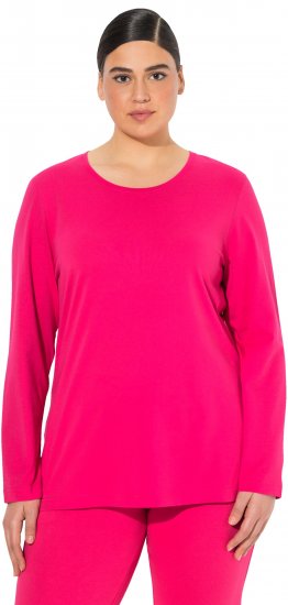 Ulla Popken Basic Round Neck Long Sleeve Slim Fit Cotton Tee Red Pink - T-Shirts - T-Shirts für Damen