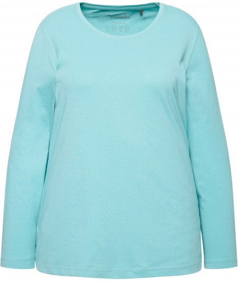 Ulla Popken Basic Round Neck Long Sleeve Slim Fit Cotton Tee Mint - T-Shirts - T-Shirts für Damen