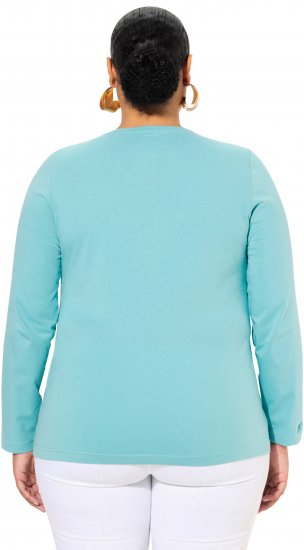 Ulla Popken Basic Round Neck Long Sleeve Slim Fit Cotton Tee Mint - T-Shirts - T-Shirts für Damen