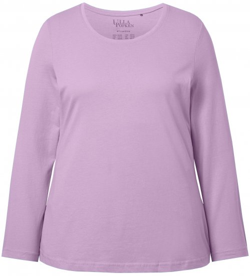 Ulla Popken Basic Round Neck Long Sleeve Slim Fit Cotton Tee Lavender - T-Shirts - T-Shirts für Damen