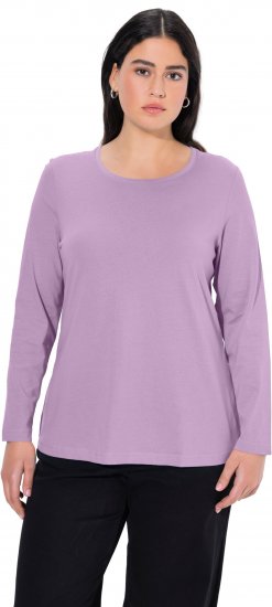 Ulla Popken Basic Round Neck Long Sleeve Slim Fit Cotton Tee Lavender - T-Shirts - T-Shirts für Damen