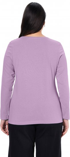 Ulla Popken Basic Round Neck Long Sleeve Slim Fit Cotton Tee Lavender - T-Shirts - T-Shirts für Damen