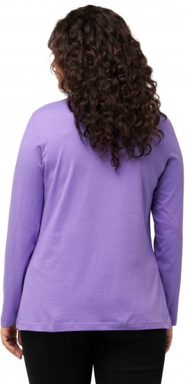 Ulla Popken Basic Round Neck Long Sleeve Slim Fit Cotton Tee Pale Lilac - T-Shirts - 