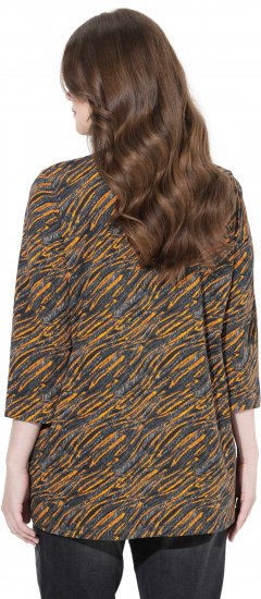 Ulla Popken Graphic Print 3/4 Sleeve Tee Neon Orange - Bedruckte T-shirts für herren - 