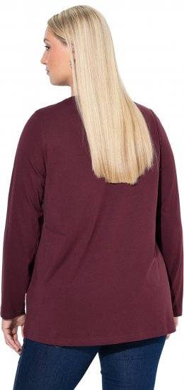 Ulla Popken Fawn Long Sleeve Graphic Tee Plum - Bedruckte T-shirts für herren - Bedruckte Damen-T-Shirts