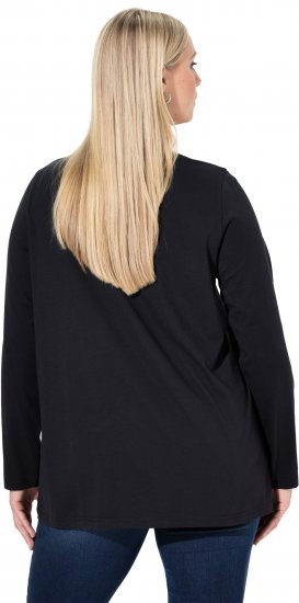 Ulla Popken Sequined Puppy Long Sleeve Graphic Tee Black - Bedruckte T-shirts für herren - Bedruckte Damen-T-Shirts