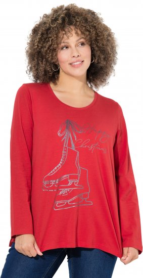 Ulla Popken Holiday Long Sleeve Graphic Tee Salsa Red - Bedruckte T-shirts für herren - 