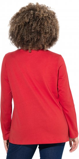 Ulla Popken Holiday Long Sleeve Graphic Tee Salsa Red - Bedruckte T-shirts für herren - 
