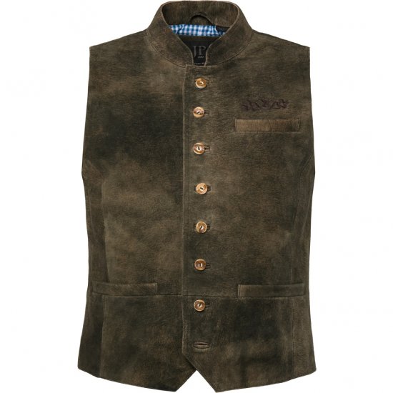 jP1880 Finest Goat Suede Traditional Vest Dark Brown - Herrenkleidung in großen Größen - Herrenkleidung in großen Größen