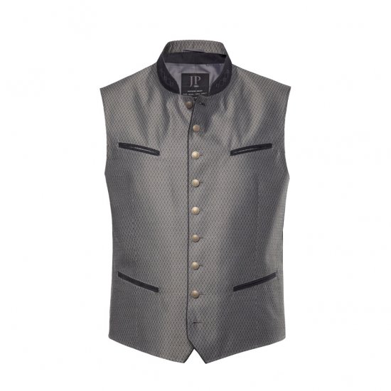 JP1880 Vest Traditional With Embroidery Silver - Herren Jacken in großen Größen - Herren Jacken in großen Größen