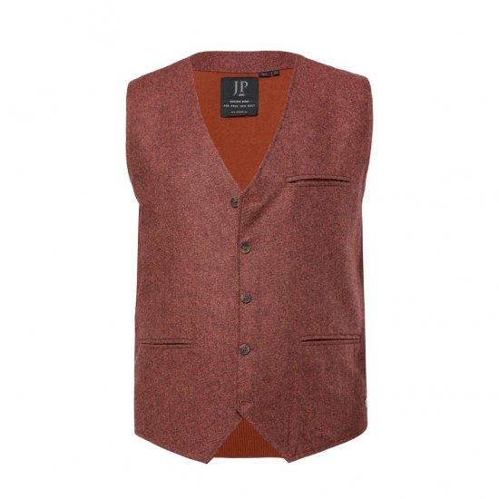 JP1880 Tweed Waistcoat Wool Brick Red - Westen - Outdoor-Westen in großen Größen