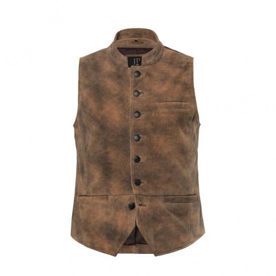 JP1880 Vest Traditional Cowhide Brown - Herren Jacken in großen Größen - Herren Jacken in großen Größen