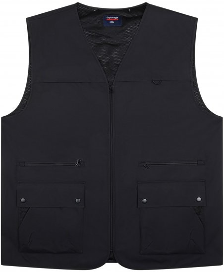 Espionage JT126 Multi Pocket Utility Gilet Black - Westen - Outdoor-Westen in großen Größen