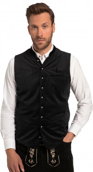 JP1880 Velvet Vest Traditional Black - Herrenkleidung - Herrenkleidung in großen Größen
