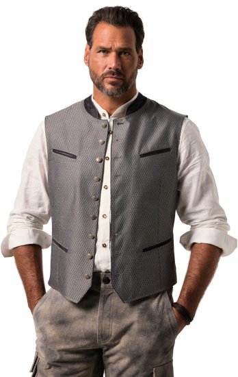 JP1880 Vest Traditional With Embroidery Silver - Herrenkleidung - Herrenkleidung in großen Größen