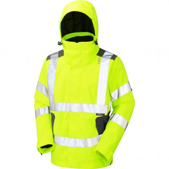 Leo Exmoor Ecoviz 10K Performance+ Breathable Jacket Hi-Vis Yellow - Herren arbeitskleidung - Herren Arbeitskleidung Große Größen