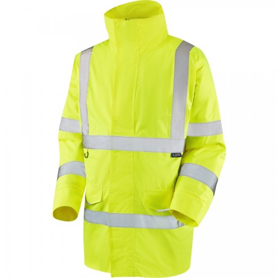 Leo Tawstock EcoViz 4K Baffle Lined Anorak Hi-Vis Yellow - Herren arbeitskleidung - Herren Arbeitskleidung Große Größen