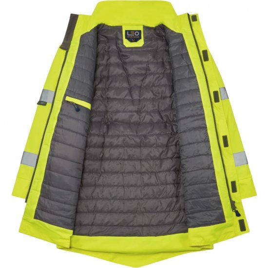 Leo Tawstock EcoViz 4K Baffle Lined Anorak Hi-Vis Yellow - Herren arbeitskleidung - Herren Arbeitskleidung Große Größen