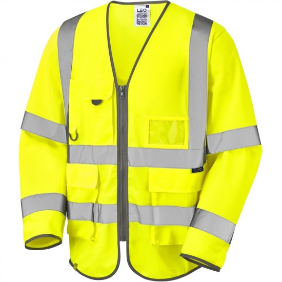 Leo Wrafton Ecoviz Superior Sleeved Waistcoat Hi-Vis Yellow - Herren arbeitskleidung - Herren Arbeitskleidung Große Größen
