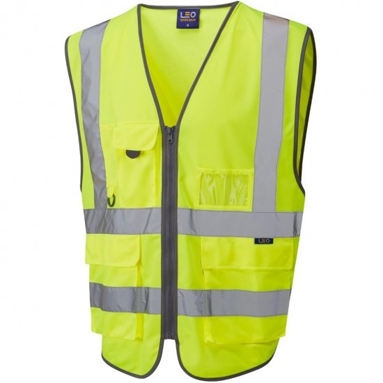 Leo Barnstaple Ecoviz Superior Anti-Entanglement Waistcoat Hi-Vis Yellow - Herren arbeitskleidung - Herren Arbeitskleidung Große Größen