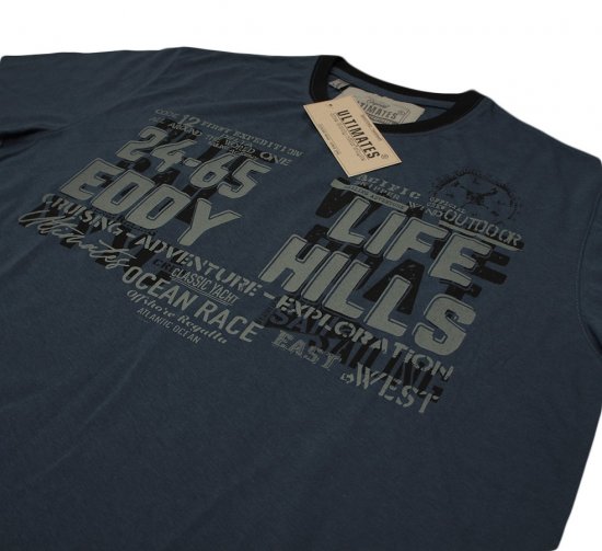 EDDY HILLS Life T-shirt Navy - Herren-T-shirts - Herren-T-Shirts in großen Größen