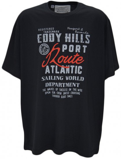 EDDY HILLS Atlantic T-shirt Black - Herren-T-shirts - Herren-T-Shirts in großen Größen