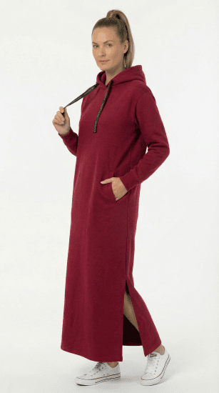 Nora Mikken MARTINA Maxi Hoodie Dress Burgundy - DAMENBEKLEIDUNG XS-XXL - 
