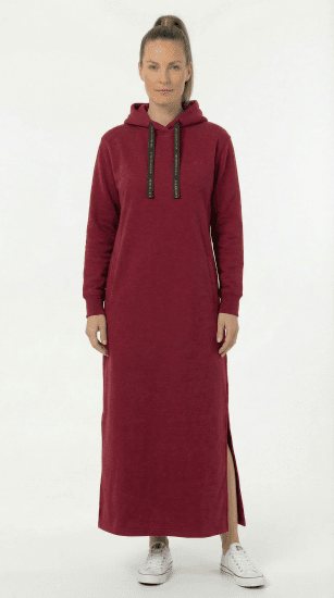 Nora Mikken MARTINA Maxi Hoodie Dress Burgundy - DAMENBEKLEIDUNG XS-XXL - 