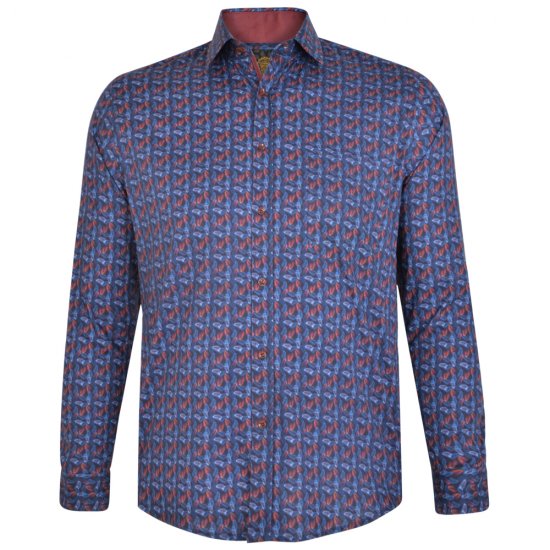 Kam Jeans P005 LS Digital Leaf Print Shirt - Herrenhemden - Herrenhemden in großen Größen