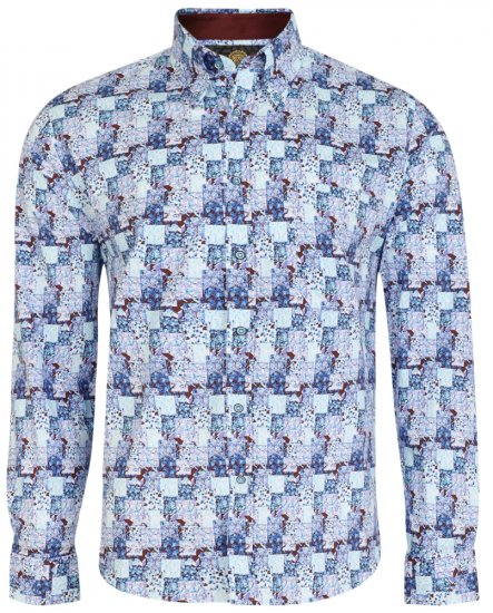Kam Jeans P007 LS Digital Print Shirt - Herrenhemden - Herrenhemden in großen Größen