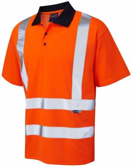 Leo Croyde Comfort Polo Shirt Hi-Vis Orange - Herren arbeitskleidung - Herren Arbeitskleidung Große Größen
