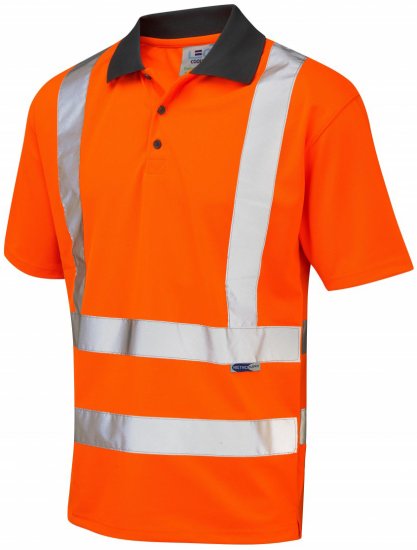 Leo Rockham Coolviz Polo Shirt Hi-Vis Orange - Herren arbeitskleidung - Herren Arbeitskleidung Große Größen