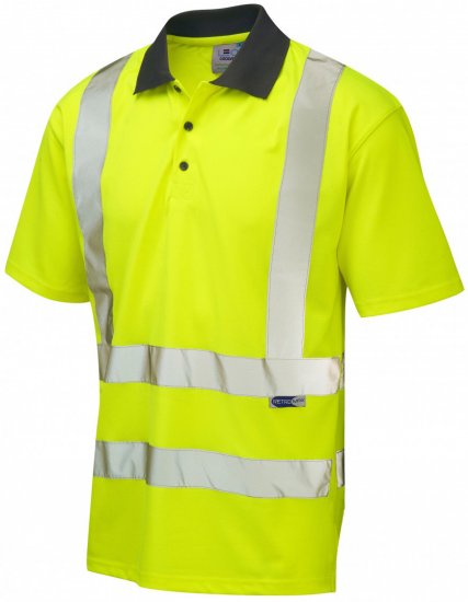 Leo Rockham Coolviz Polo Shirt Hi-Vis Yellow - Herren Arbeitskleidung Große Größen - Herren Arbeitskleidung Große Größen