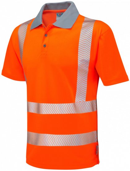 Leo Woolacombe Coolviz Plus Polo Hi-Vis Orange - Herren arbeitskleidung - Herren Arbeitskleidung Große Größen