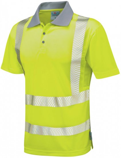 Leo Woolacombe Coolviz Plus Polo Hi-Vis Yellow - Herren arbeitskleidung - Herren Arbeitskleidung Große Größen