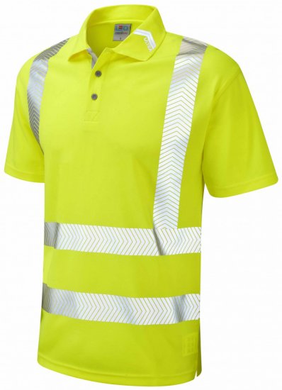 Leo Broadsands Coolviz Ultra Polo Hi-Vis Yellow - Herren arbeitskleidung - Herren Arbeitskleidung Große Größen