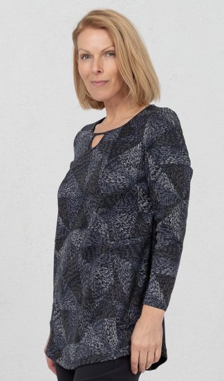 Scandinavian Caramel Triangles Tunic Dark Blue - Bedruckte T-shirts für herren - 