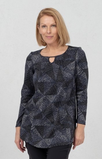 Scandinavian Caramel Triangles Tunic Dark Blue - Bedruckte T-shirts für herren - 