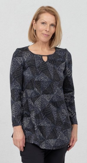 Scandinavian Caramel Triangles Tunic Dark Blue - Bedruckte T-shirts für herren - 