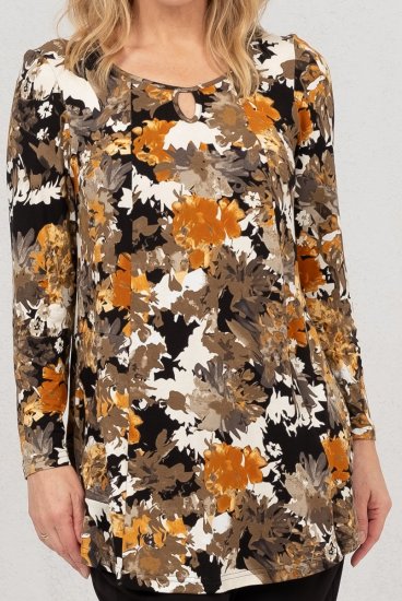 Scandinavian Caramel Flower Petals Tunic Orange and Brown - Bedruckte T-shirts für herren - 