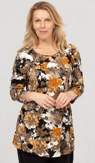 Scandinavian Caramel Flower Petals Tunic Orange and Brown - Bedruckte T-shirts für herren - 