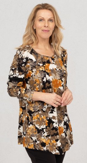 Scandinavian Caramel Flower Petals Tunic Orange and Brown - Bedruckte T-shirts für herren - 