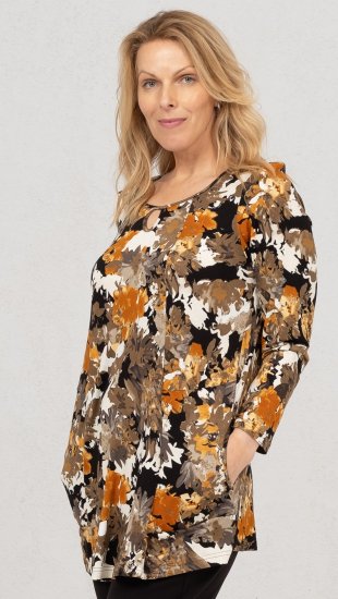 Scandinavian Caramel Flower Petals Tunic Orange and Brown - Bedruckte T-shirts für herren - 