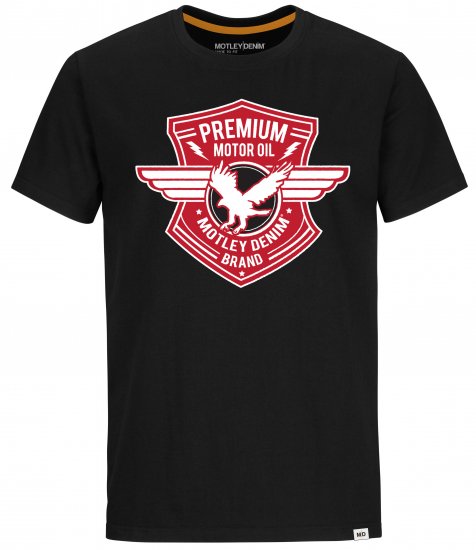 Motley Denim Preston T-shirt Red on Black - Herren-T-shirts - Herren-T-Shirts in großen Größen